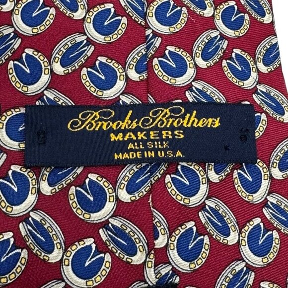Brooks Brothers Horseshoe silk vintage neck tie 80's or 90's equestrian USA made - Picture 6 of 7